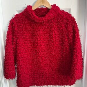 Vince Camuto Womens XS Teddy-Knit Mock-Neck Sweater Tulip Red Long Sleeve Chic